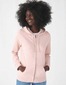 B&C 233.42  Damska bluza na zamek z kapturem Organic 280g