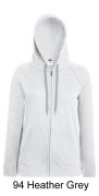 FRUIT OF THE LOOM 62-150-0, 269.01, Damska lekka bluza z kapturem na zamek 240g